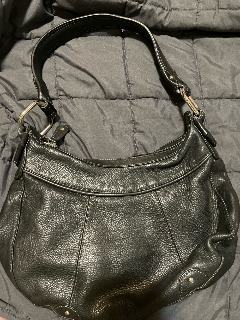 Clarks Black Pebbled Leather Hobo Shoulder Bag